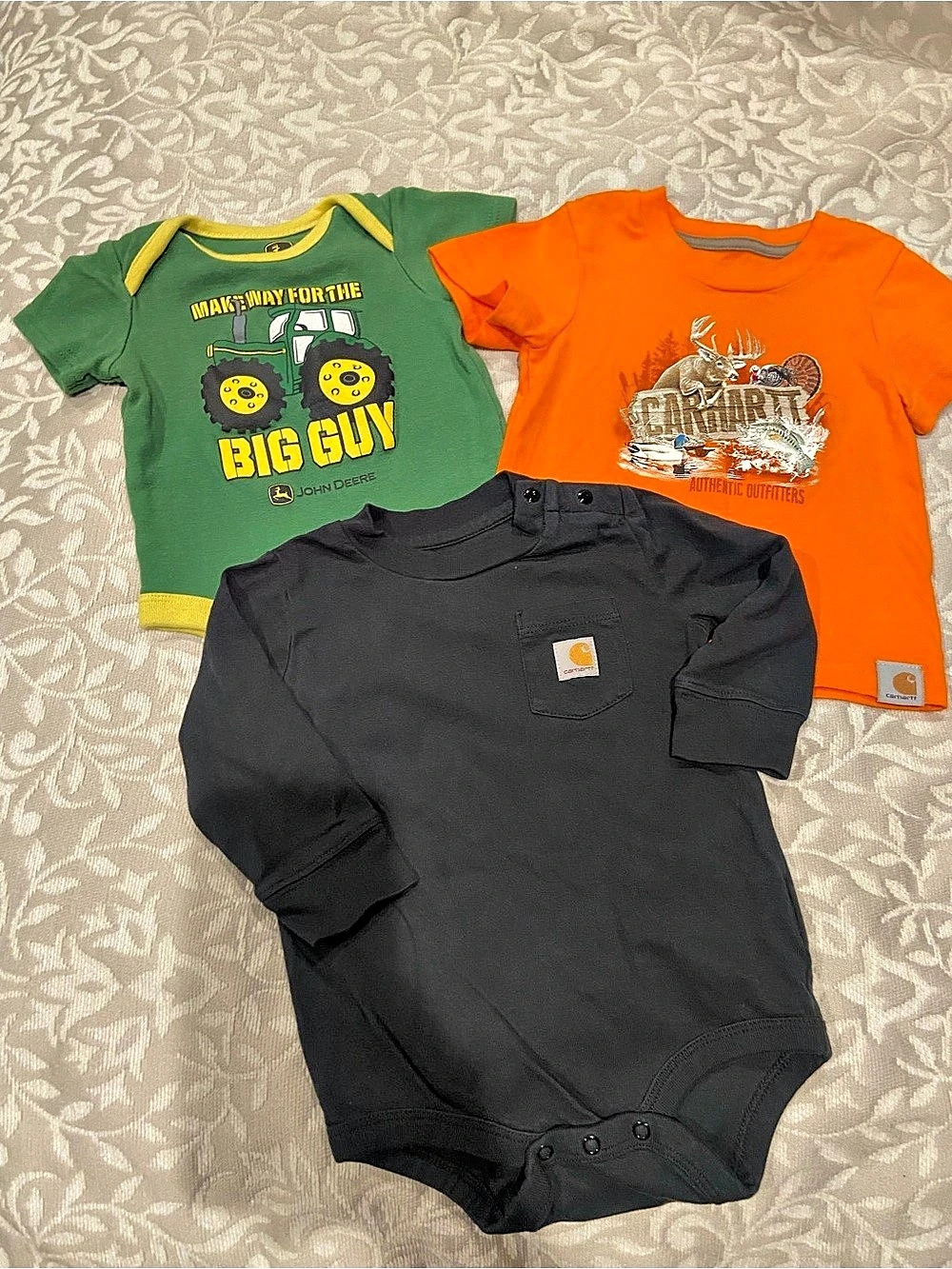 Lot of 3 pieces Baby Boy size 6 mth and 9 mth clothing Carhartt and John Deere